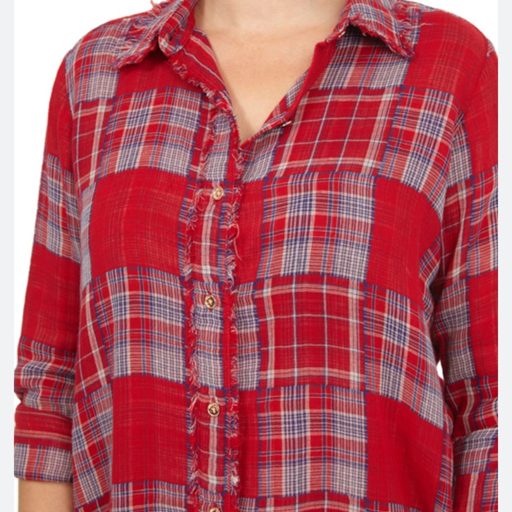 Seven7  Studded red  Button Down Shirt  medium - Picture 2 of 12